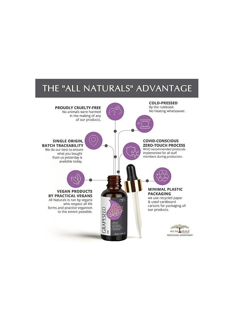 All Naturals - All Naturals 100% Pure Grapeseed Oil 30ML - Image 1