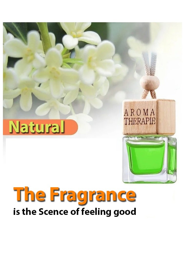 Car Air Freshener Diffuser, Essential Oil Fragrance Perfume Filled Glass Bottle with Wooden Cap Hanging String, Scents Fragrance Aromatherapy Automobile Diffuser. (Green) - Image 3