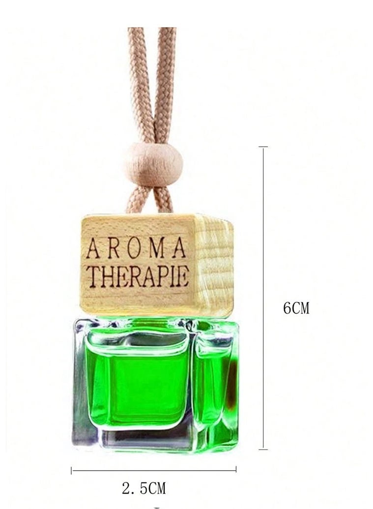 Car Air Freshener Diffuser, Essential Oil Fragrance Perfume Filled Glass Bottle with Wooden Cap Hanging String, Scents Fragrance Aromatherapy Automobile Diffuser. (Green) - Image 5