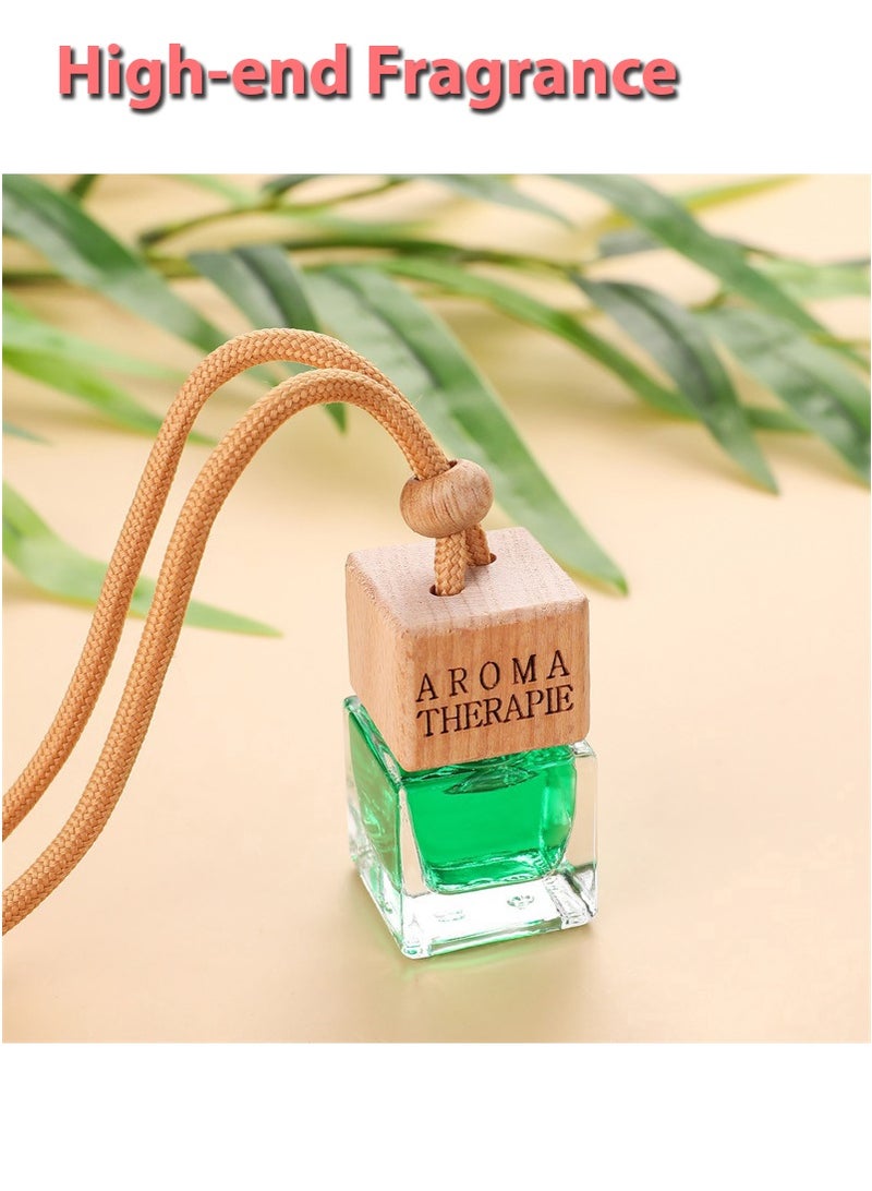 Car Air Freshener Diffuser, Essential Oil Fragrance Perfume Filled Glass Bottle with Wooden Cap Hanging String, Scents Fragrance Aromatherapy Automobile Diffuser. (Green) - Image 2