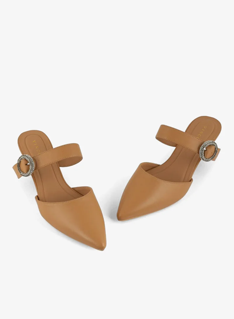Vincci Brown Women Pointed Toe Mid Heel Single Strap Sandals for Women | Best Price UAE