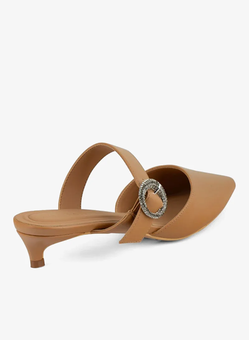 Vincci Brown Women Pointed Toe Mid Heel Single Strap Sandals for Women | Best Price UAE