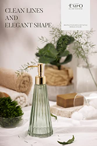 EMPO Vintage Elegant Glass Soap Dispenser, Liquid Soap/Sanitizer/Shampoo Bottle with Pump, Rustic Farmhouse Decor Crystal Hand Soap Dispenser for Kitchen Sink, Bathroom Accessories (Sage Green) - Image 2
