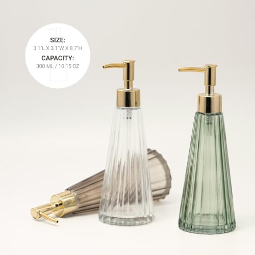 EMPO Vintage Elegant Glass Soap Dispenser, Liquid Soap/Sanitizer/Shampoo Bottle with Pump, Rustic Farmhouse Decor Crystal Hand Soap Dispenser for Kitchen Sink, Bathroom Accessories (Sage Green) - Image 3