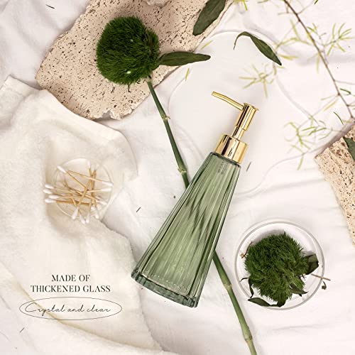 EMPO Vintage Elegant Glass Soap Dispenser, Liquid Soap/Sanitizer/Shampoo Bottle with Pump, Rustic Farmhouse Decor Crystal Hand Soap Dispenser for Kitchen Sink, Bathroom Accessories (Sage Green) - Image 4