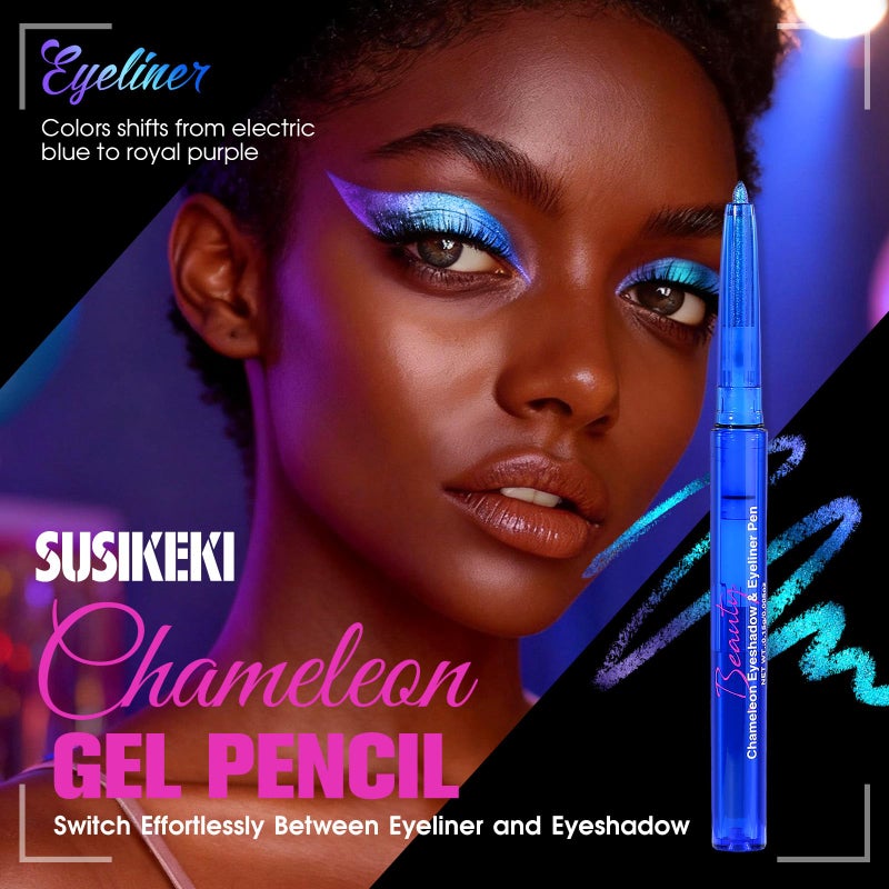 SUSIKEKI Chameleon Metallic Eyeshadow & Eyeliner Gel Pencil â€“ Multichrome Shifting Colors Glitter Eye Makeup, Waterproof Long-Lasting Smudge-Proof Duochrome Pencil (Electric Blue to Royal Purple) - Image 2