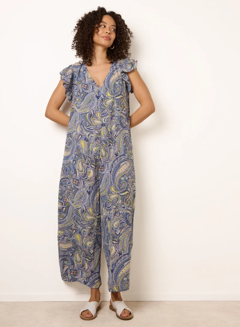 Blue Vanilla Ruffle Detail Jumpsuit