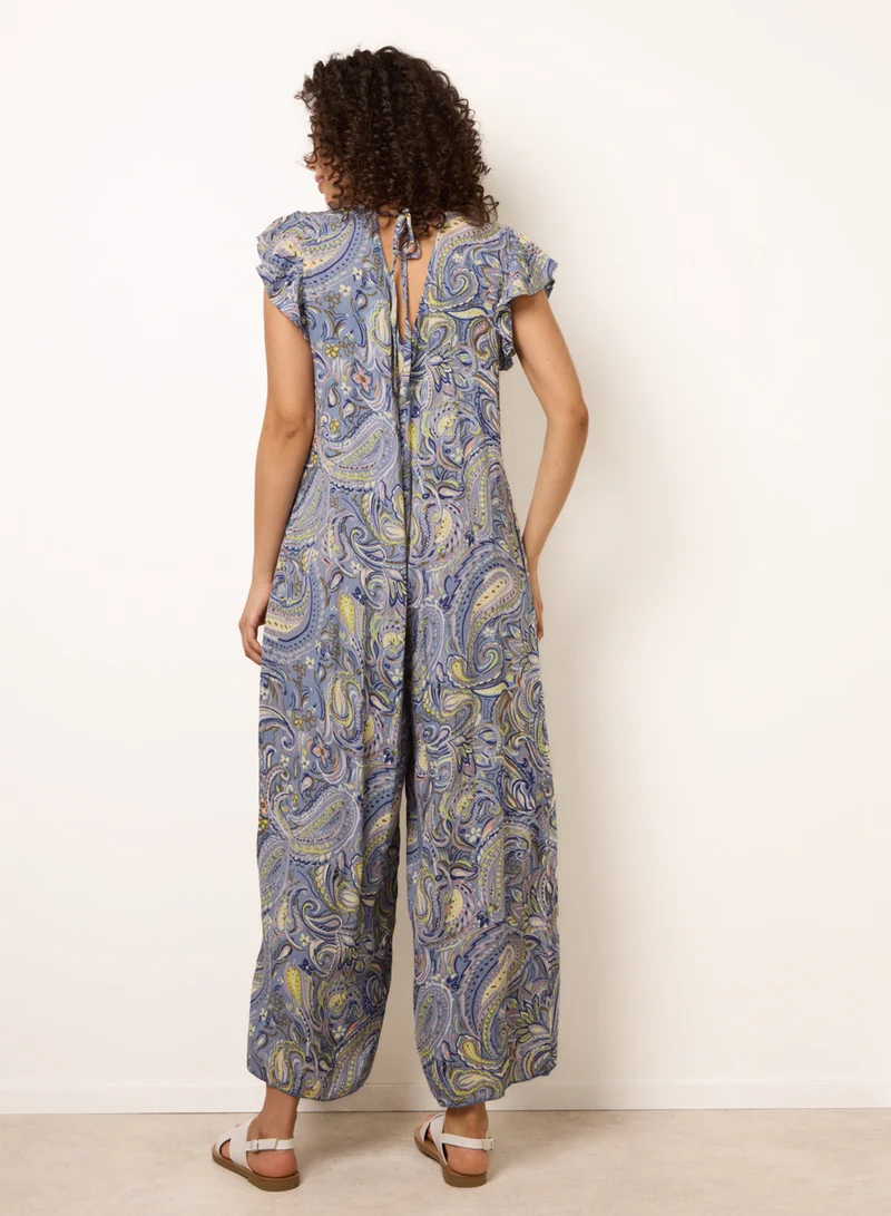 Blue Vanilla Ruffle Detail Jumpsuit