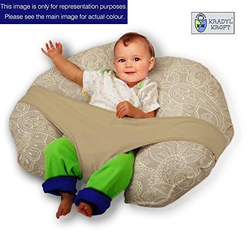Kradyl Kroft 5in1 Baby Feeding Pillow with 100% Cotton Removable Cover | Breastfeeding Pillow | Nursing Pillow with Belt and Hoop (Grey) - Image 5