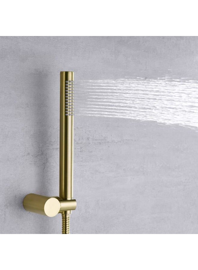 sumerain Brushed Gold Shower Faucet System with high pressure 8 Inches rain shower head and brass hand shower, Rough-In Valve Body and Trim Included - Image 4