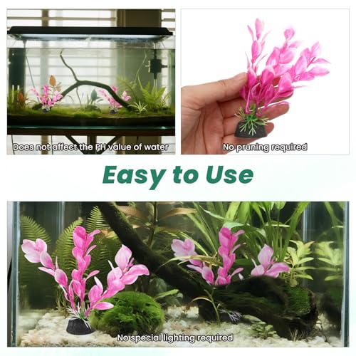 Eldraqth 2 Pcs 4 Inch Small Aquarium Plants for Betta Fish Tank, Fish Tank Decorations Aquatic Water Grass Plastic Artificial Plant Reptiles Plants - Image 4