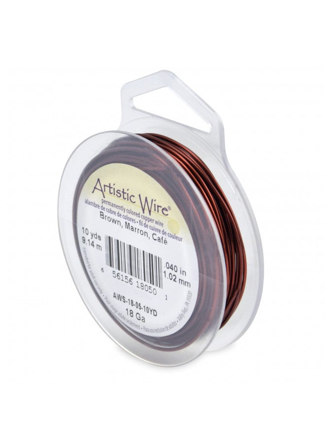 Artistic Wire, 18 Gauge Tarnish Resistant Colored Copper Craft Jewelry Wrapping Wire, Brown, 10 yd - Image 1