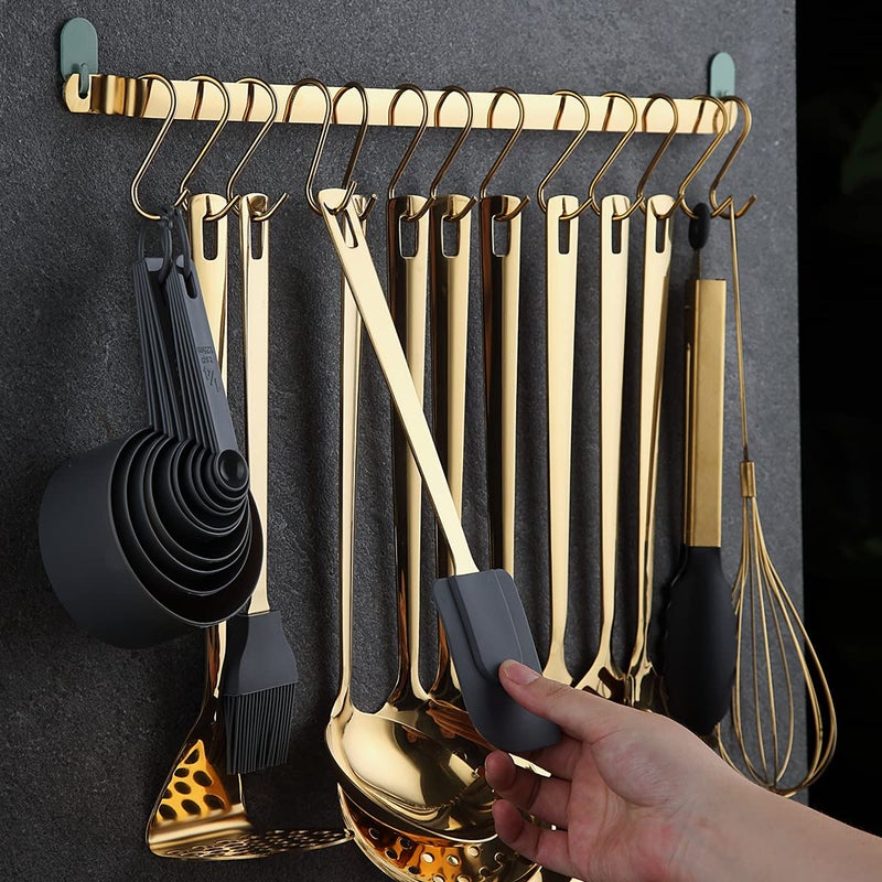 Kyraton Gold Cooking Utensils Set, Kyraton Stainless Steel 37 Pieces Kitchen Utensils Set with Titanium Gold Plating, Kitchen Gadgets Tool Set with Utensils Racks Heat Resistant Dishwasher Safe - Image 5