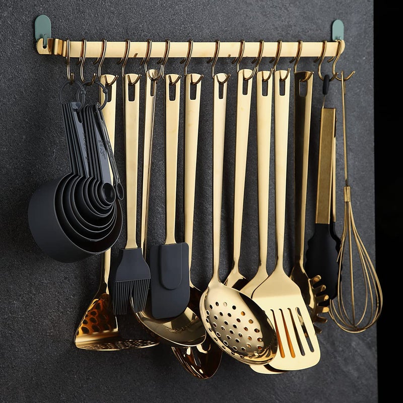 Kyraton Gold Cooking Utensils Set, Kyraton Stainless Steel 37 Pieces Kitchen Utensils Set with Titanium Gold Plating, Kitchen Gadgets Tool Set with Utensils Racks Heat Resistant Dishwasher Safe - Image 3