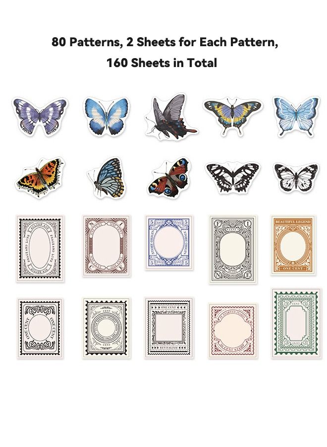 160 قطعة ملصقات ثقافية عتيقة لوازم المجلات ، 4 أنواع من ملصقات نمط الفن العتيق للفن العتيق ، والمذكرات ، وسكرابوكينغ ، والمخطط ، والديكور القرطاسية - Image 4