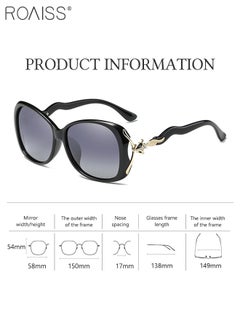 Women's Polarized Oval Sunglasses, UV400 Protection Sun Glasses with Black Frame Decorated with Fox Pattern and Wavy Temples, Fashion Anti-glare Sun Shades for Women with Glasses Case, 58mm - pzsku/Z93062355E5F42B89BDA1Z/45/_/1703655180/932977c0-3296-412a-9a19-894c00304baf