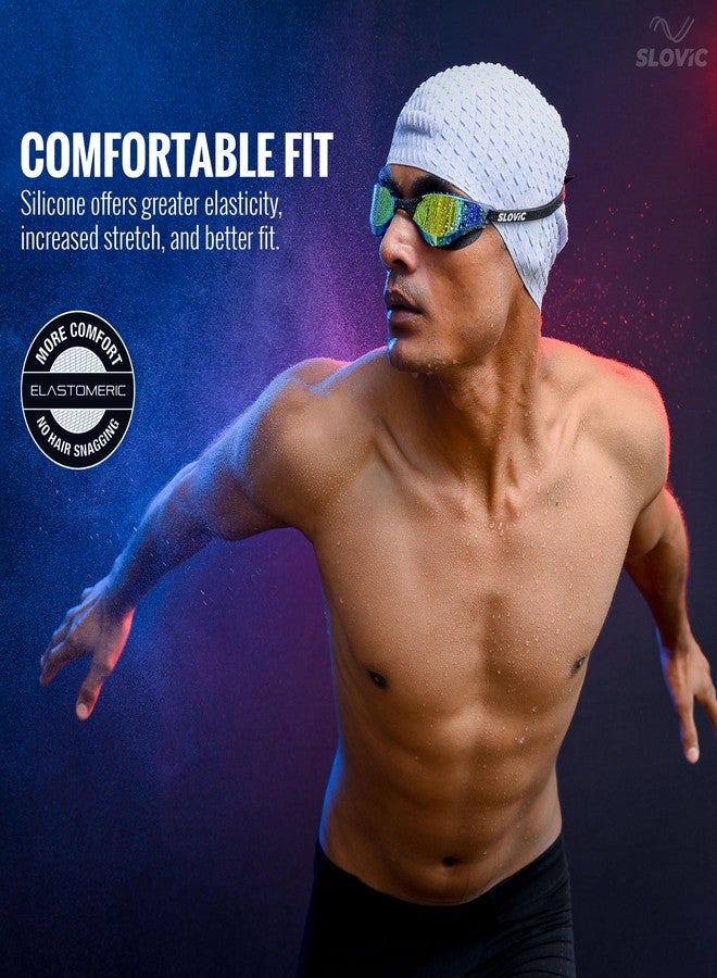 Slovic Swimming Cap for Men & Women [Blue] | Swimming Caps for Women with Long Hair | Swimming Accessories for Men & Women | Unisex & Waterproof Silicon Cap to Prevent Chemical Damage | Free Size - Image 3