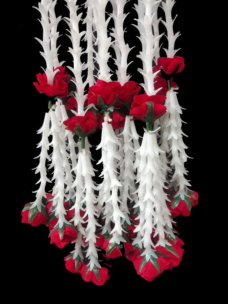 3A FEATURETAIL 5ft Artificial Rajnigandha/Tuberoses with Roses Garland String, Rajnigandha Toran for Decoration (5Ft Set of 4pc, Rajnigandha & Roses Ladi) - Image 3