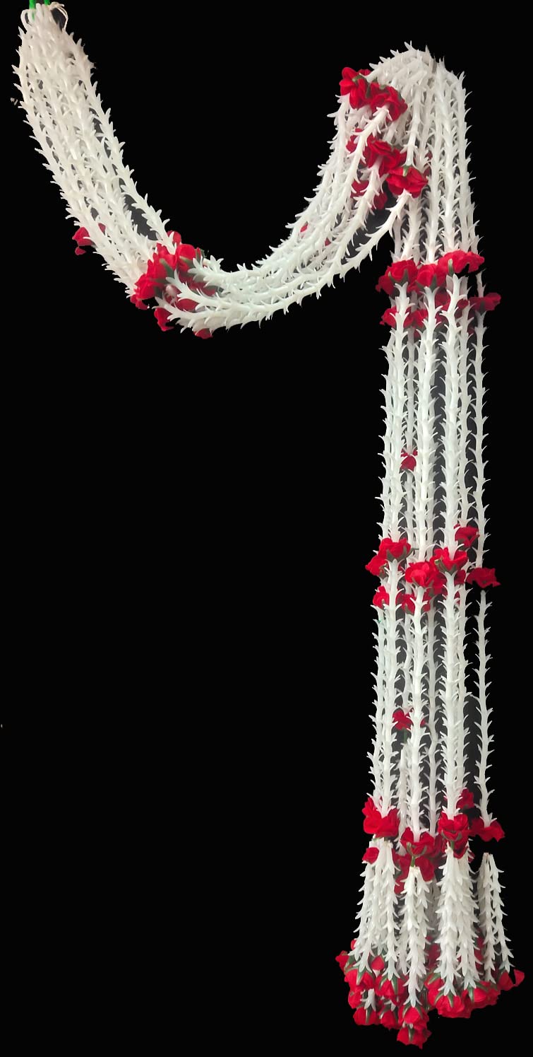 3A FEATURETAIL 5ft Artificial Rajnigandha/Tuberoses with Roses Garland String, Rajnigandha Toran for Decoration (5Ft Set of 4pc, Rajnigandha & Roses Ladi) - Image 1