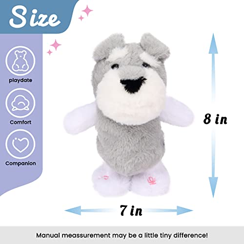 Hopearl Talking Schnauzer Singing Dog Repeats What You Say Puppy Walking Electric Interactive Animated Toy Speaking Plush Buddy Gifts for Toddlers Gray 8 - Image 5