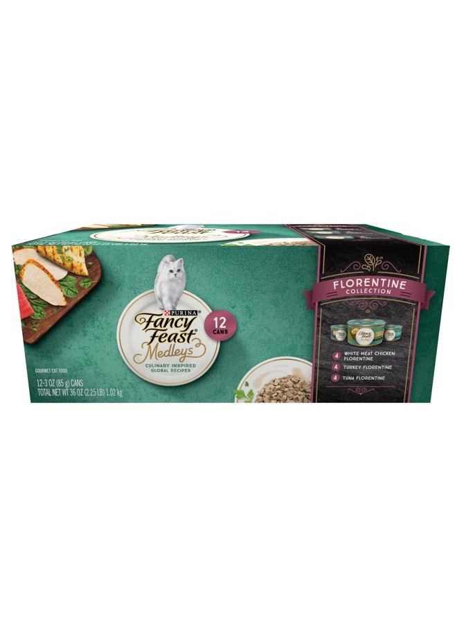 Fancy Feast Purina Wet Cat Food Medleys Florentine Wet Cat Food Variety Pack, 12 Count (Pack of 2) - Image 1