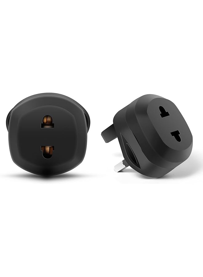 promass Pack of 2 EU Europe European to UAE UK 3-Pin Travel Adapter Plug for Shaver Shaving Toothbrush Bathroom Black - Image 1