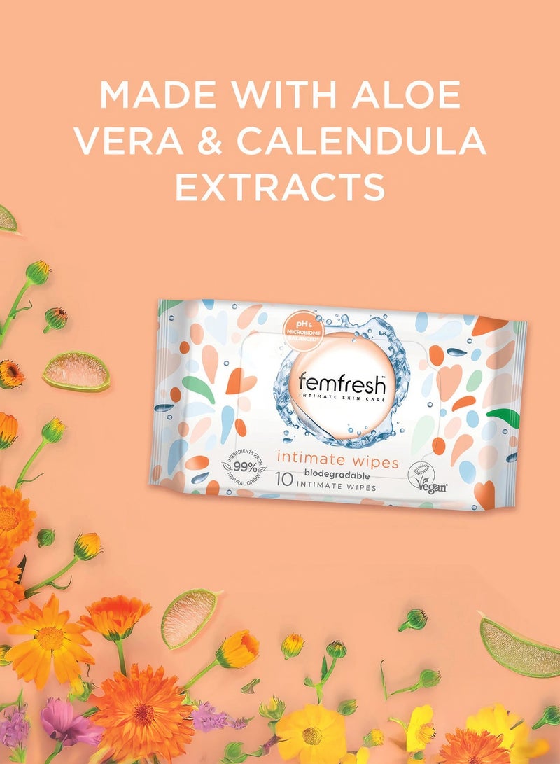 femfresh Soothing and refreshing feminine wipes for intimate areas - 10 wipes (12 Pack) - Image 2