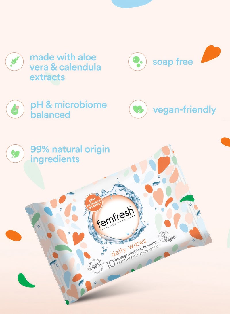 femfresh Soothing and refreshing feminine wipes for intimate areas - 10 wipes (12 Pack) - Image 5