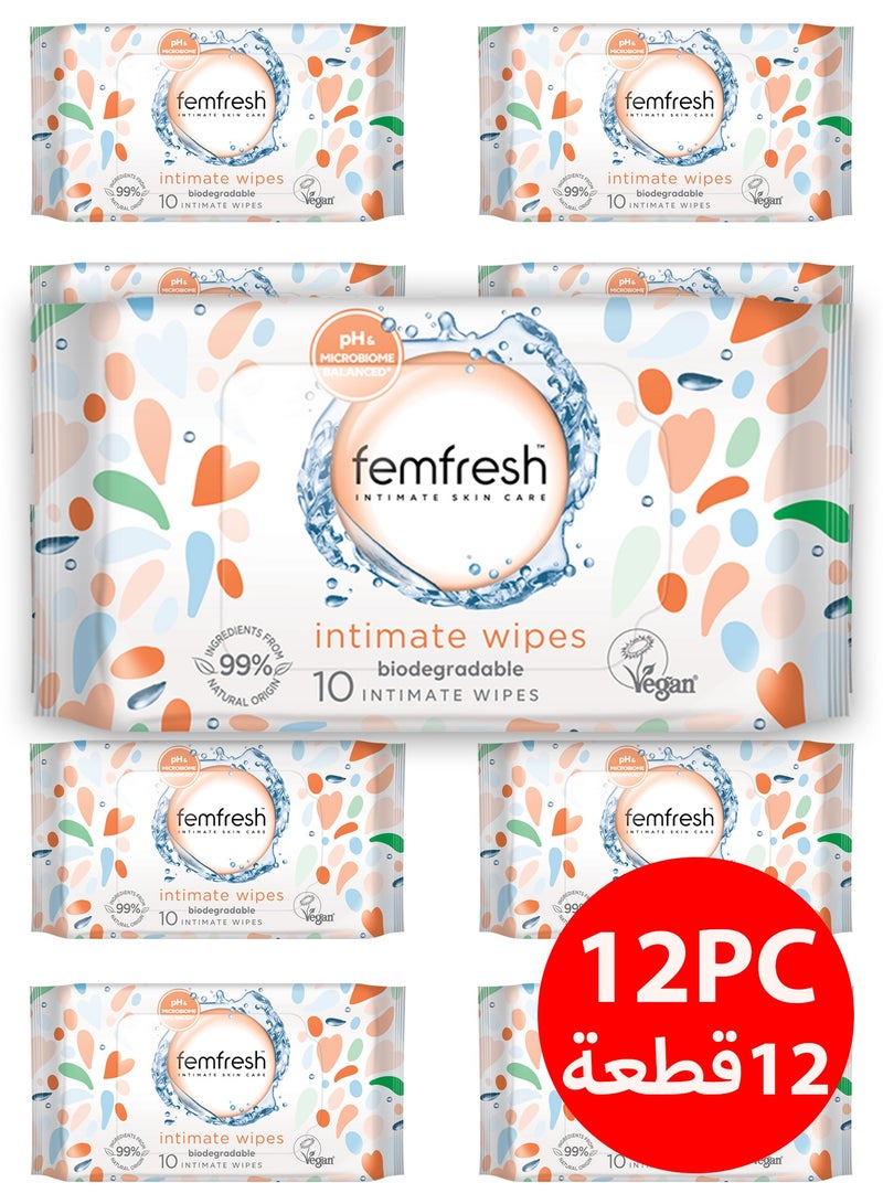 femfresh Soothing and refreshing feminine wipes for intimate areas - 10 wipes (12 Pack) - Image 1