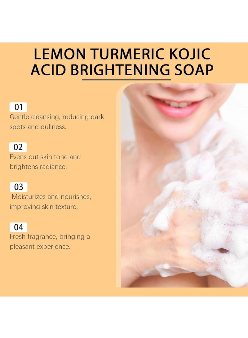 Generic 2 PCS Scentric Glow Turmeric Kojic Soap, Lemon Turmeric u0026 Kojic Soap, Lemon Turmeric Soap Bar for Face u0026 Body, Deep Cleansing Moisturizer, for Women and Men 100g*2 - Image 2