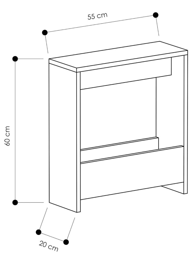 Chulovs 2pcs Chulovs Side Table with Magazine Rack for Living Room and Office -entryway table- Side/End Table - 55 x 20 x 60cm - Image 2
