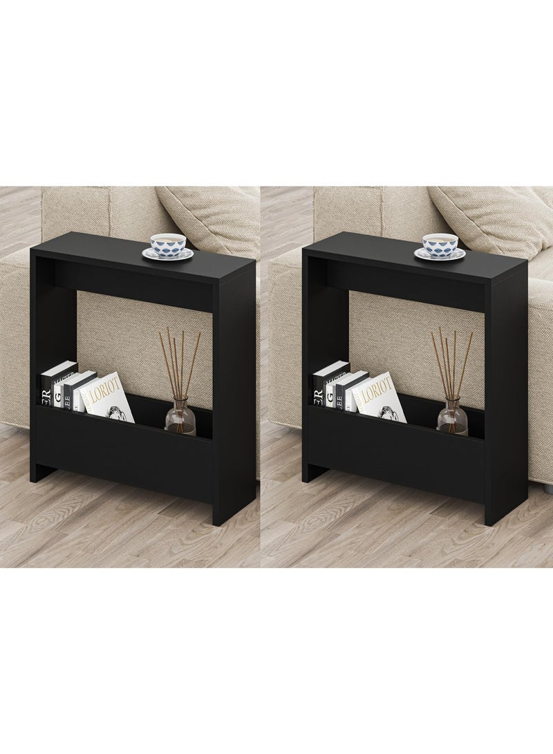 Chulovs 2pcs Chulovs Side Table with Magazine Rack for Living Room and Office -entryway table- Side/End Table - 55 x 20 x 60cm - Image 1