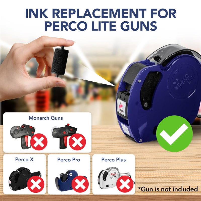 Perco Lite Pricing Gun Labeler Ink Rolls - Preferred Replacement Inkers for Perco Lite Price Tag Gun, Easy & Convenient Messy Free Ink Refill Even for Beginners (Pack of 10 Inkers) - Image 2