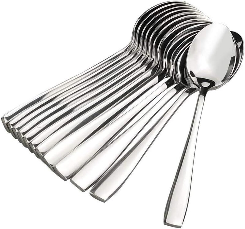 Parage Stainless Steel Spoons Set of 12, Dinner Spoon Length 16cm, Food Grade Silverware for Home & Kitchen- Mirror Polished, 12 Silver Spoons - Image 1