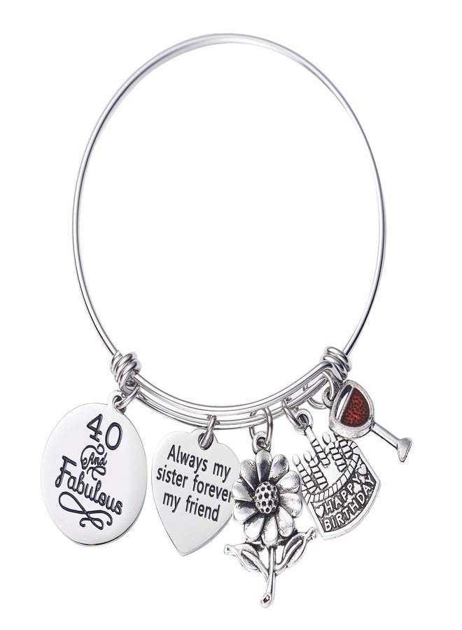 LParkin 40th Birthday Bracelet 40 and Fabulous Gifts Always My Sister Forever My Friend Bracelets Stainless Steel (40 and Fabulous) - Image 1