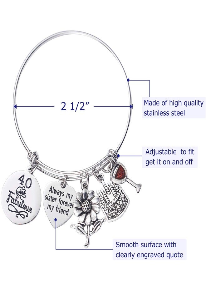 LParkin 40th Birthday Bracelet 40 and Fabulous Gifts Always My Sister Forever My Friend Bracelets Stainless Steel (40 and Fabulous) - Image 2