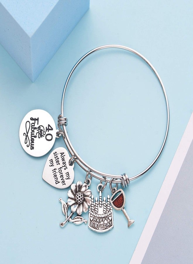 LParkin 40th Birthday Bracelet 40 and Fabulous Gifts Always My Sister Forever My Friend Bracelets Stainless Steel (40 and Fabulous) - Image 4