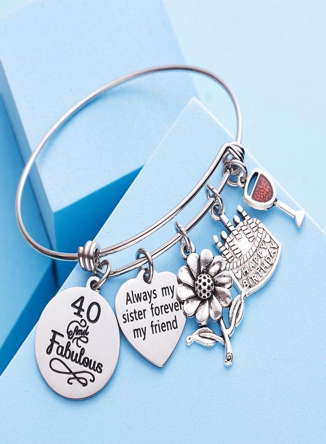 LParkin 40th Birthday Bracelet 40 and Fabulous Gifts Always My Sister Forever My Friend Bracelets Stainless Steel (40 and Fabulous) - Image 3