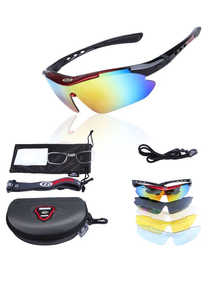 وهاواي Polarized Sports Sunglasses for Men Lightweight with 5 Interchangeable Lenses for Outdoor Cycling Running Driving Fishing Golf Climbing Sports. - Image 1