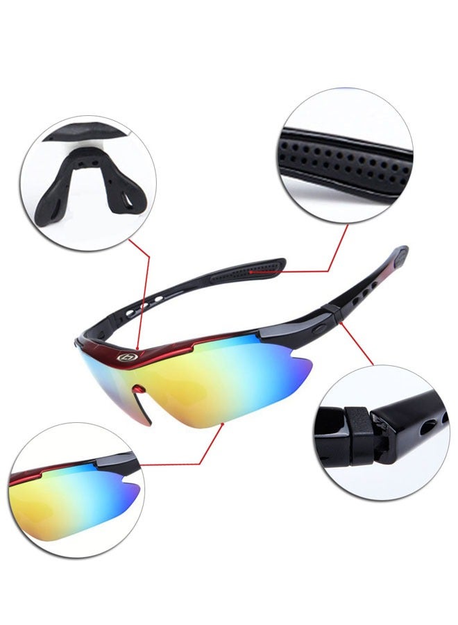 وهاواي Polarized Sports Sunglasses for Men Lightweight with 5 Interchangeable Lenses for Outdoor Cycling Running Driving Fishing Golf Climbing Sports. - Image 4