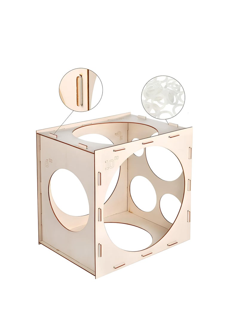 PARTY FUN 9 Holes Collapsible Wood Balloon Sizer Box Cube | Balloon Size Measurement Tool for Balloon Arches 2-10inch - Image 5