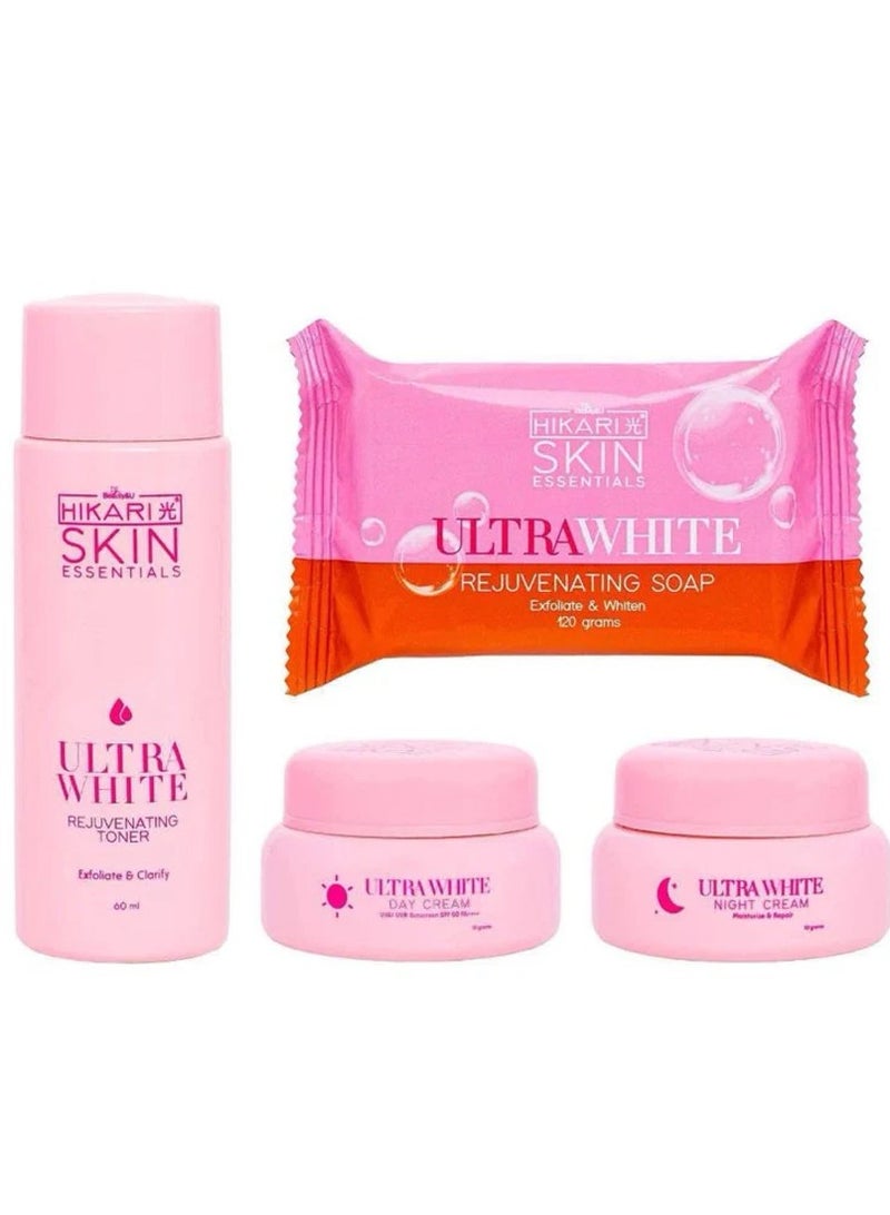 Hikari Hikari Ultra White Premium Rejuvenating Set - Complete Skincare Kit for Brighter, Youthful Skin (Soap, Day Cream, Night Cream, Toner) - Image 2