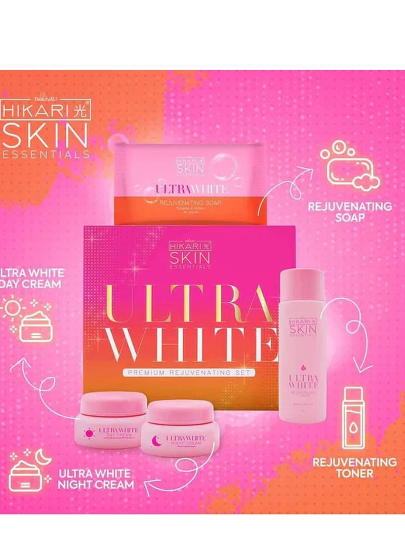 Hikari Hikari Ultra White Premium Rejuvenating Set - Complete Skincare Kit for Brighter, Youthful Skin (Soap, Day Cream, Night Cream, Toner) - Image 3
