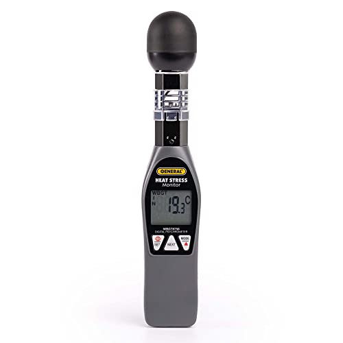 General Tools جهاز قياس الإجهاد الحراري المحمول #WBGT8758، من 32° إلى 122° فهرنهايت، من 0 إلى 100% رطوبة نسبية، كرة نحاسية سوداء بحجم 35 × 40 مم - Image 1