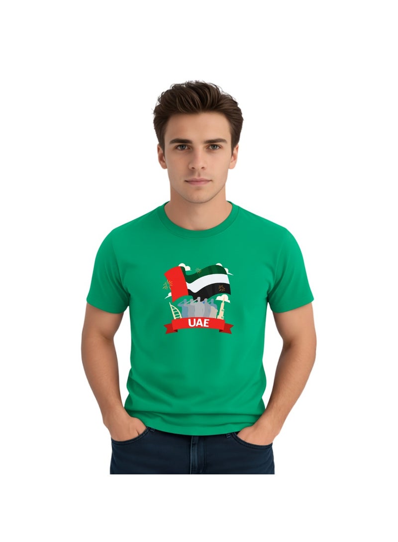 PRINTSHOP4ME UAE Men's Round Neck T-Shirt For Celebrating National Day Printed Adult T shirt Perfect For National Holidays And Festive Events National Day Casual Wear For Men - Image 1