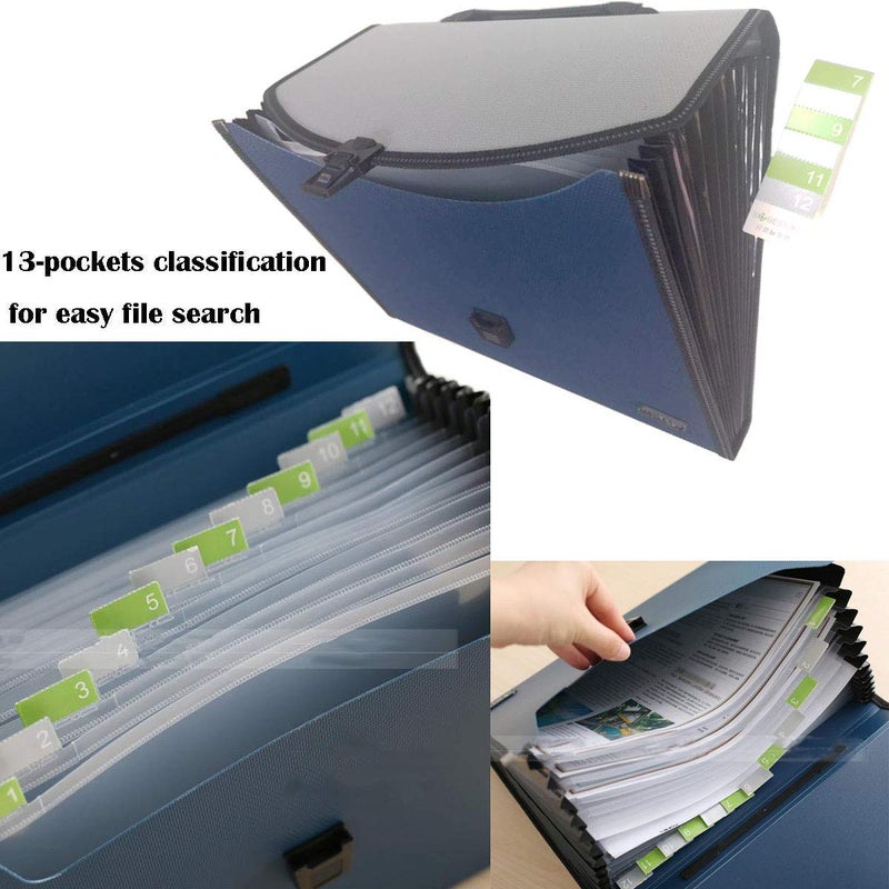 Peeplvalue Expanding File Folder - Plastic Waterproof A4 Business Expandable File Folder Document Organizer with Labels Bag Letter Size (Fits A4 Paper) -with 12 Pockets (Pack of 4) - Image 4