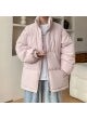 Flagship Wei Winter New Style American Vintage Stand Collar Cotton Padded Coat Thickened Warm Youth Hong Kong Trendy Brand Puffe Lotus mist powder