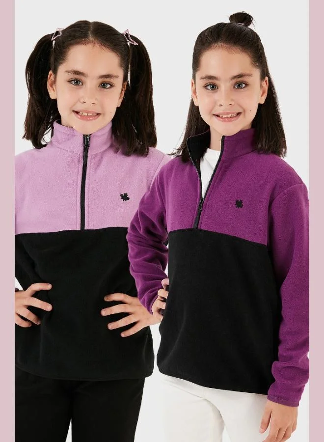 ليلا ليلا نصف سحاب لون كتلة ياقة واقفة عبوة قطعتين قطبية للأطفال