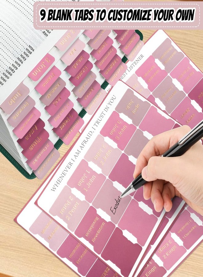 Reaeon Bible Tabs, 75 Tabs, Laminated Bible Index Tabs for Women and Men, Bible Book Tabs for Easy Navigation, Large Print Easy to Read(Gold Foil Pink) - Image 2
