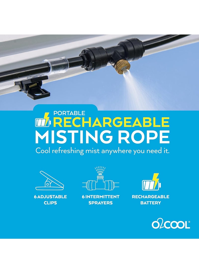 O2COOL - Rechargeable Outdoor Misting Rope, Up to 25 FT + 6 Mister Nozzles, NO Water Hose or Power Source Needed, Misters for Outside Patio or Misters for Reptiles Water Mister - Image 1